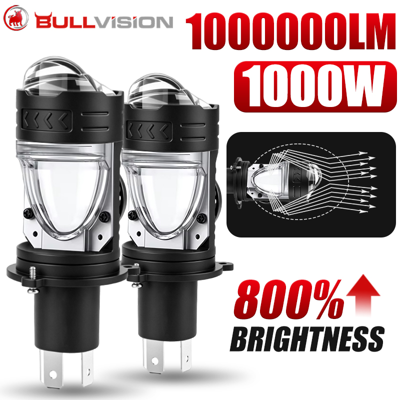 Universal Motorcycle Led Headlight Projector - Bullvision-proyector LED H4, faro con lente