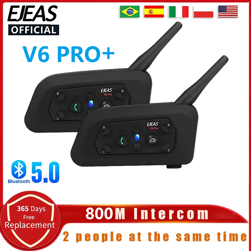 Universal Motorcycle Helmet Intercom Headset - EJEAS V6 PRO + casco de