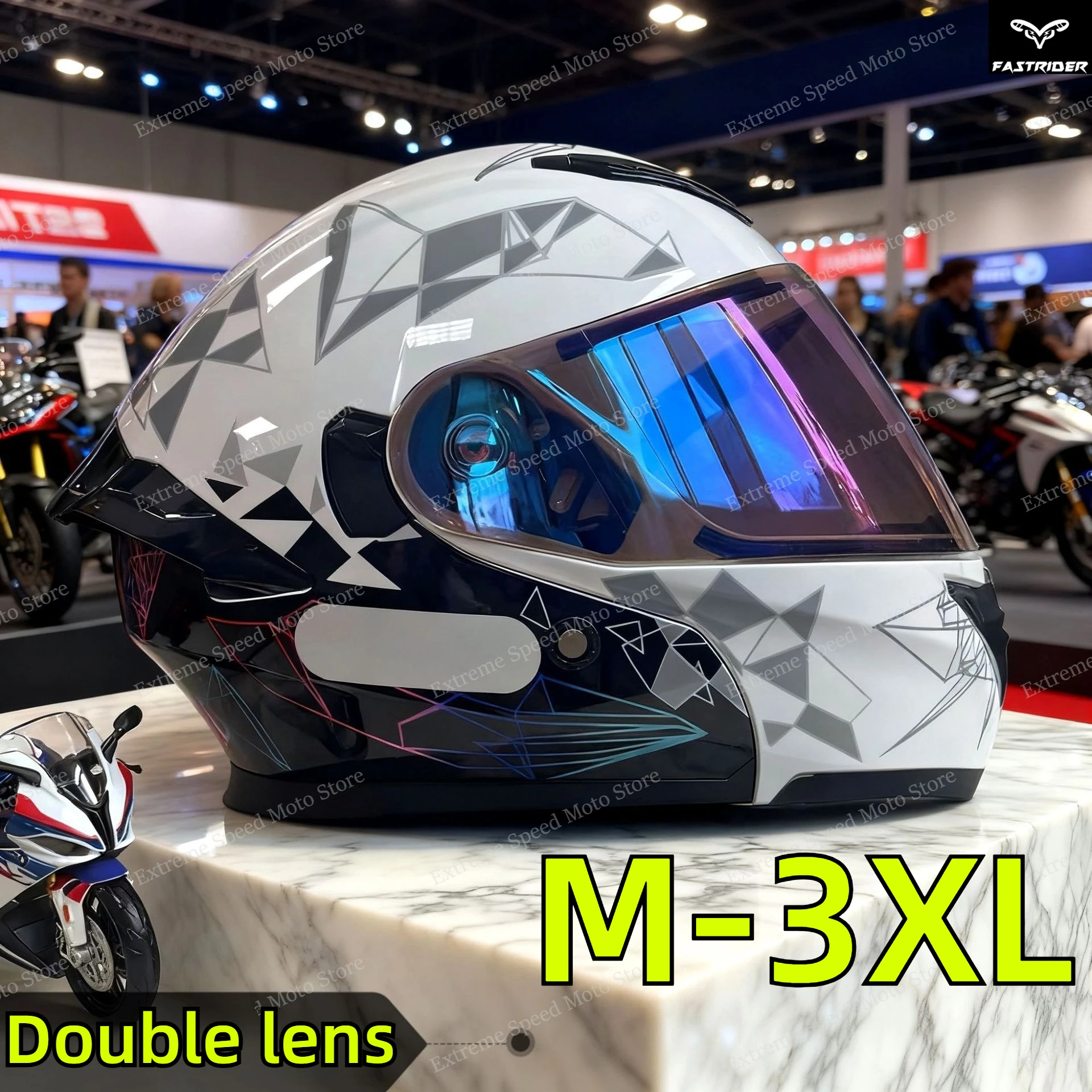 Dual Visor Motorcycle Racing Helmet - Casco de Motocicleta Modular Certificado con