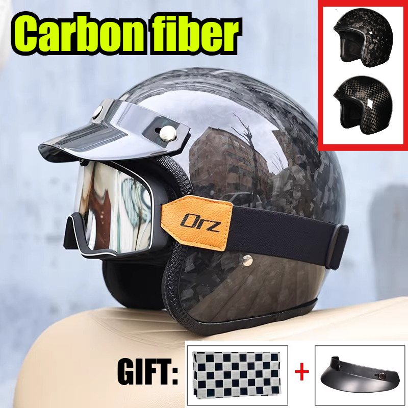 Carbon Fiber Lightweight Motorcycle Helmet - Casco de Motocicleta Vintage de Fibra