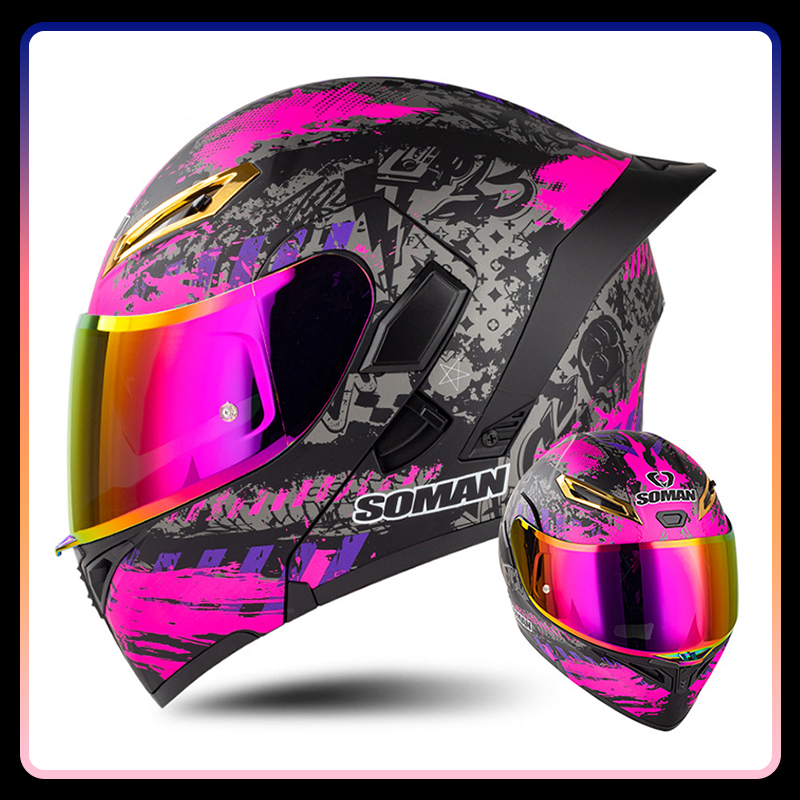 Cascos de motocicleta abatible - Dual Visor Motorcycle Racing Helmet reseña y precio