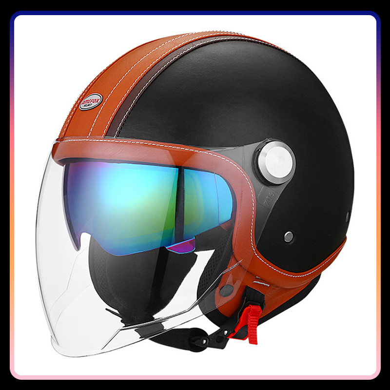 Casco de motocicleta de cara a - Vintage Open Face Retro Helmet reseña y precio
